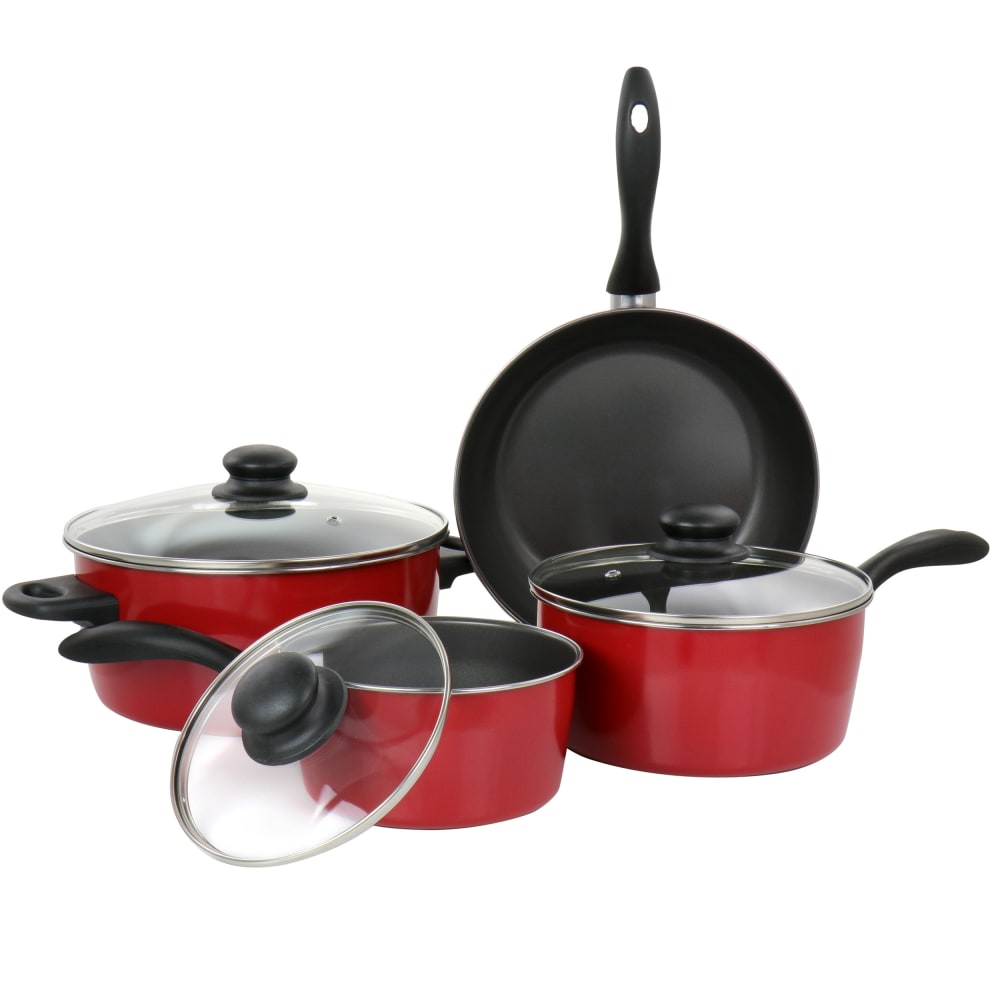 Gibson Home Armada 7-Piece Carbon Steel Non-Stick Cookware Set, Red MPN:995115188M