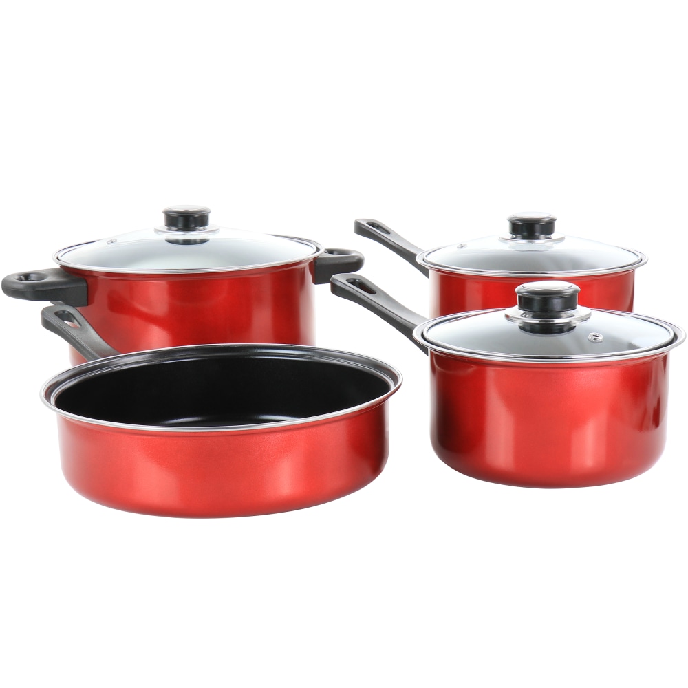 Gibson Everyday Cardinal 7-Piece Steel Non-Stick Cookware Set, Red MPN:995115558M