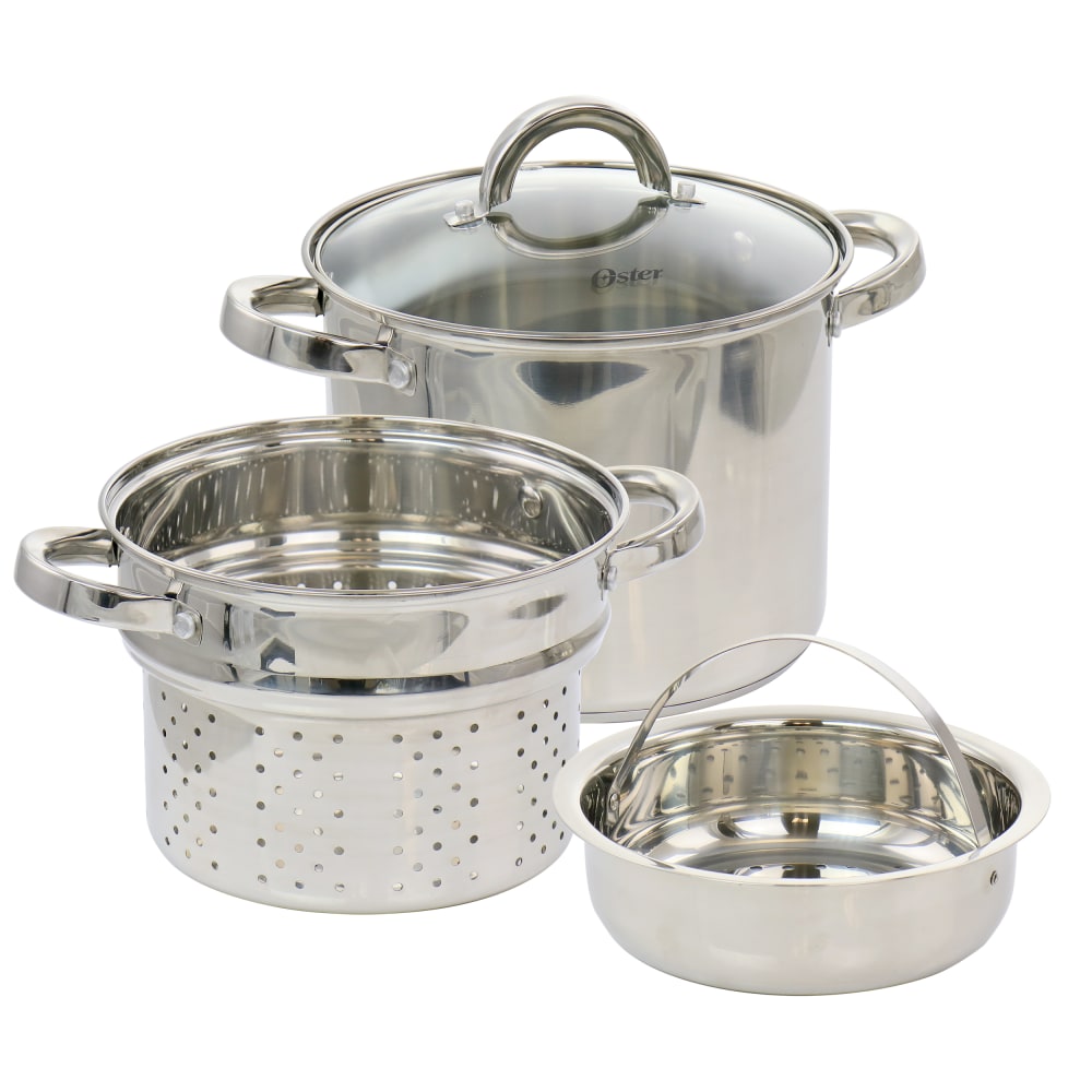 Oster Sangerfield 4-Piece 5-Quart Stainless Steel Pasta Pot, Silver MPN:995116071M