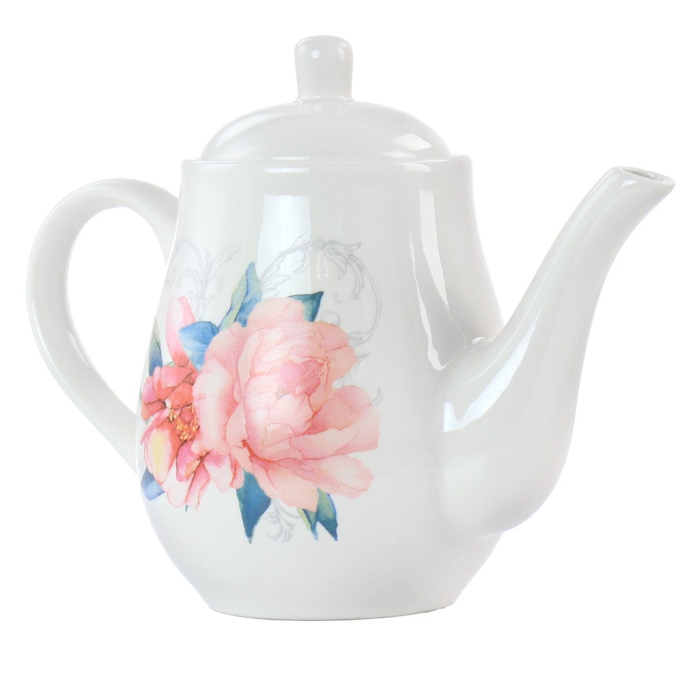Martha Stewart Floral Ceramic Tea Pot, 1.4 Qt, White MPN:995116365M