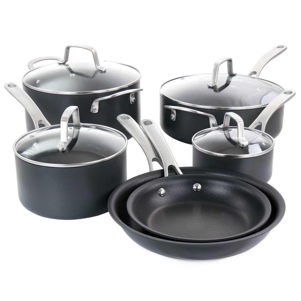 Martha Stewart Non-Stick Hard Aluminum Cookware Set, Matte Black, Set Of 10 MPN:995116387M