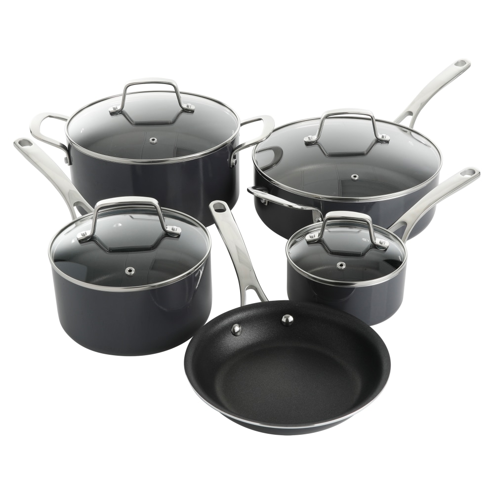 Martha Stewart 10-Piece Aluminum Non-Stick Enamel Cookware Set, Gray MPN:995116600M