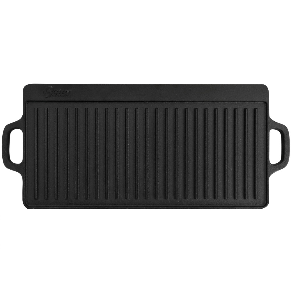 Oster Castaway Pre-Seasoned Cast Iron Reversible Griddle, 18in x 9in, Black MPN:995117469M