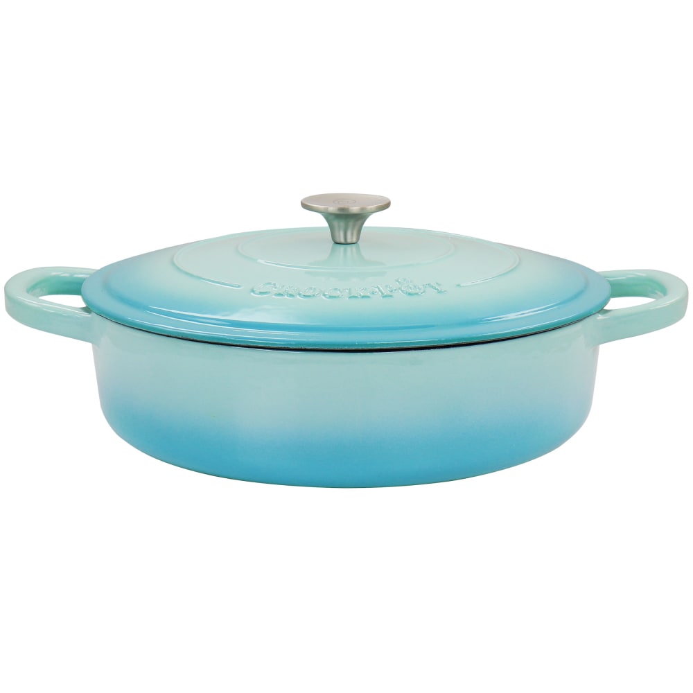 Crock-Pot Artisan 5-Quart Enameled Cast Iron Braiser Pan, Gradient Aqua Blue MPN:995117471M