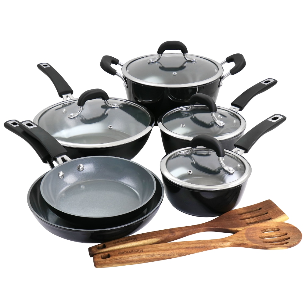 Kenmore 12-Piece Ceramic-Coated Aluminum Cookware Set, Black MPN:995118066M