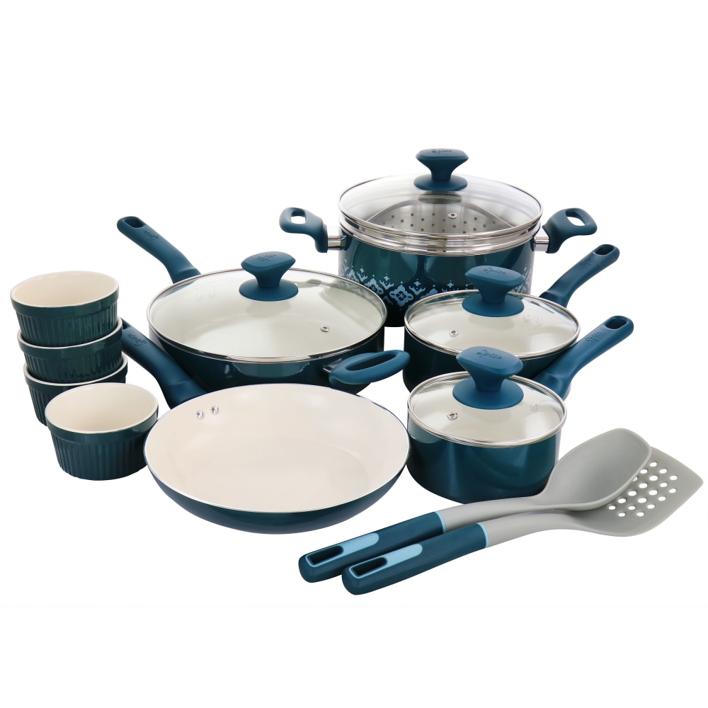Gibson Tia Mowry Savory Saffron Spice 16-Piece Cookware Set, Teal MPN:995118503M