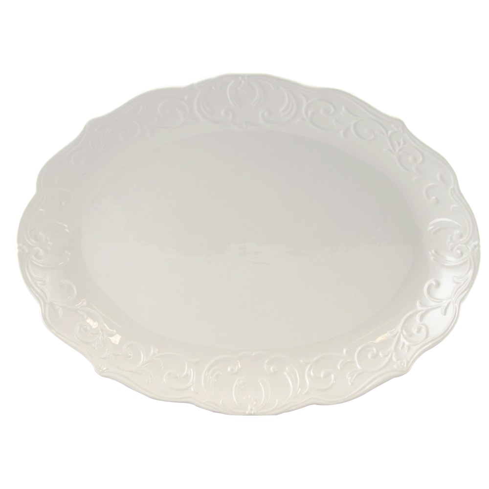 Gibson Home Royal Abbey Embossed Platter, White MPN:995100746M