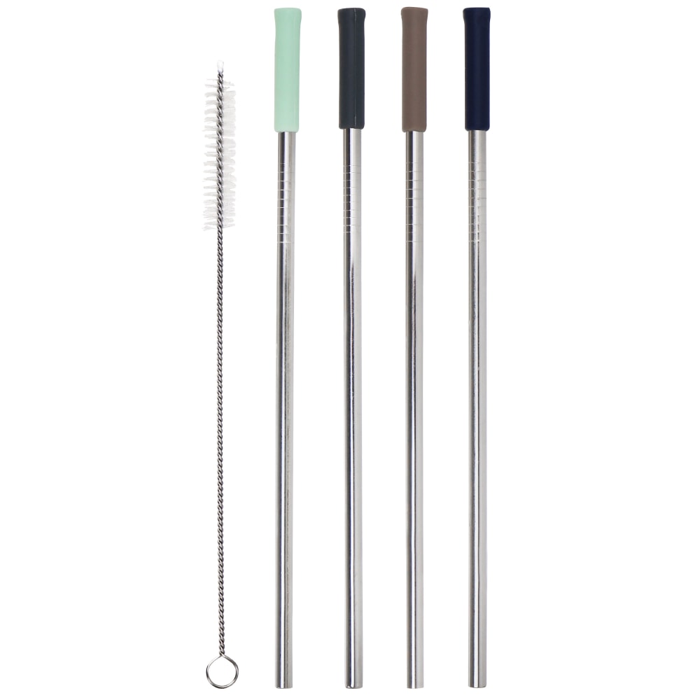 Martha Stewart 5-Piece Stainless Steel Straw And Brush Set, Assorted Colors MPN:995118011M