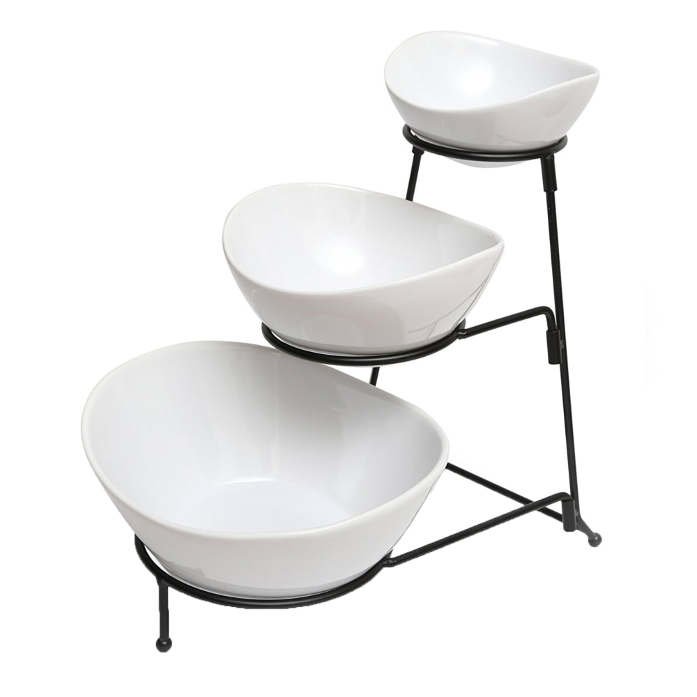 Gibson Elite Gracious Dining 3-Tier Bowl Server Set, White/Black MPN:99597323M