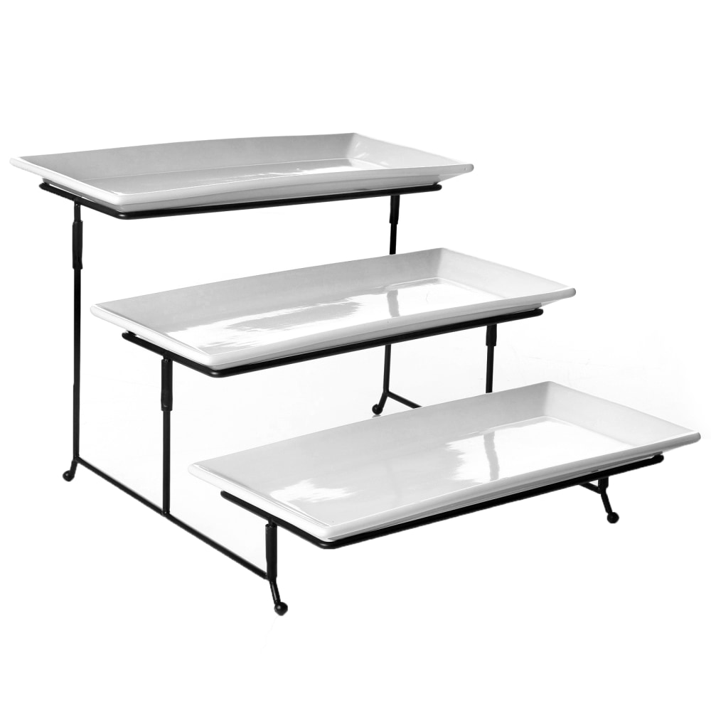 Gibson Elite Gracious Dining 3-Tiered Plate Set, White/Black MPN:99597325M