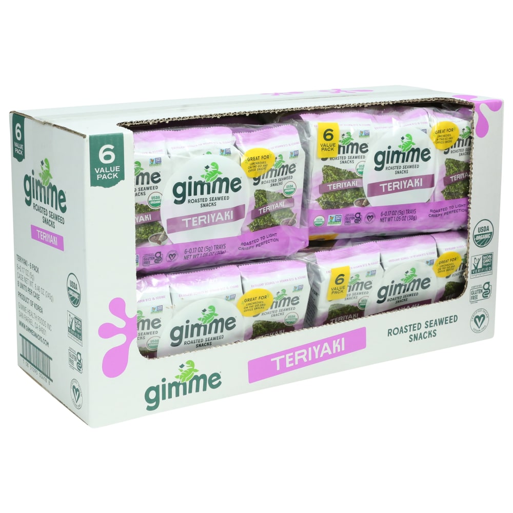 Gimme Roasted Organic Seaweed Snacks, Teriyaki, 0.17 Oz, Total Qty 48 MPN:4181