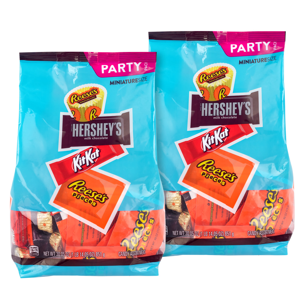 Hersheys, Reeses, Kit Kat Milk Chocolate Candy Mini Assortment, 30.05 Oz, Case Of 2 Packs MPN:810128792905