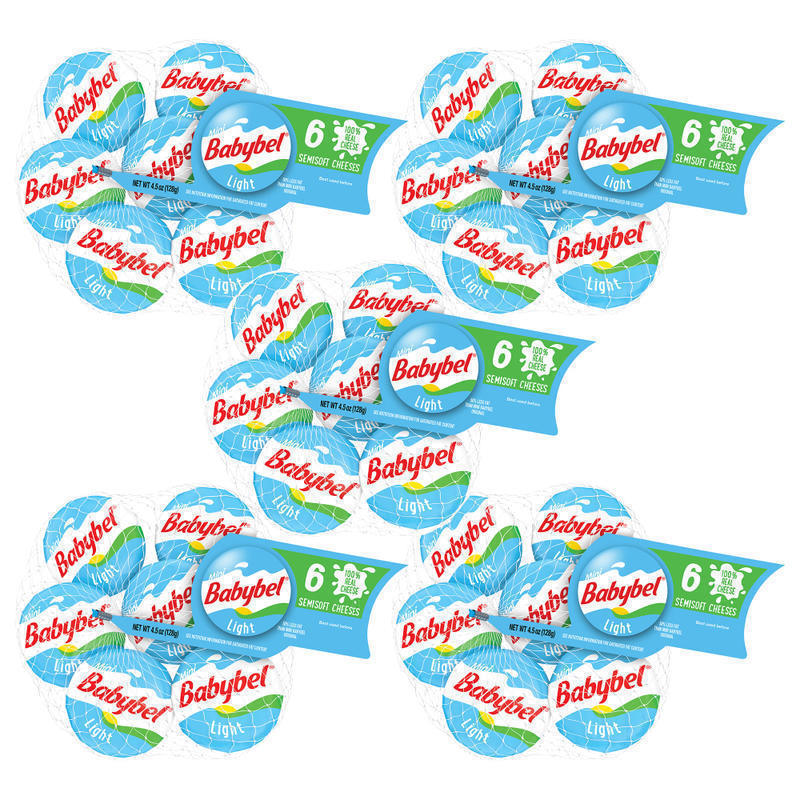Babybel Mini Light Cheese Wheels, 1 Oz, 6 Wheels Per Pack, Case Of 5 Packs MPN:600-00231