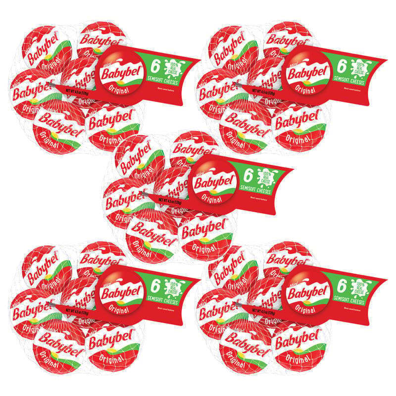 Babybel Mini Original Cheese Wheels, 1 Oz, 6 Wheels Per Pack, Case Of 5 Packs MPN:600-00232
