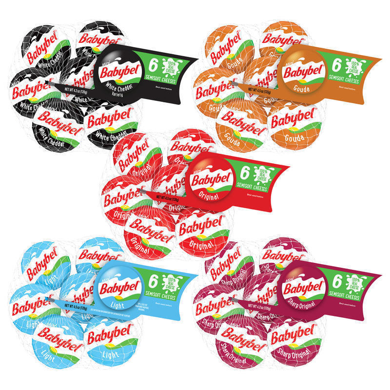 Babybel Mini Variety Cheese Wheels, 1 Oz, 6 Wheels Per Pack, Case Of 5 Packs MPN:600-00234