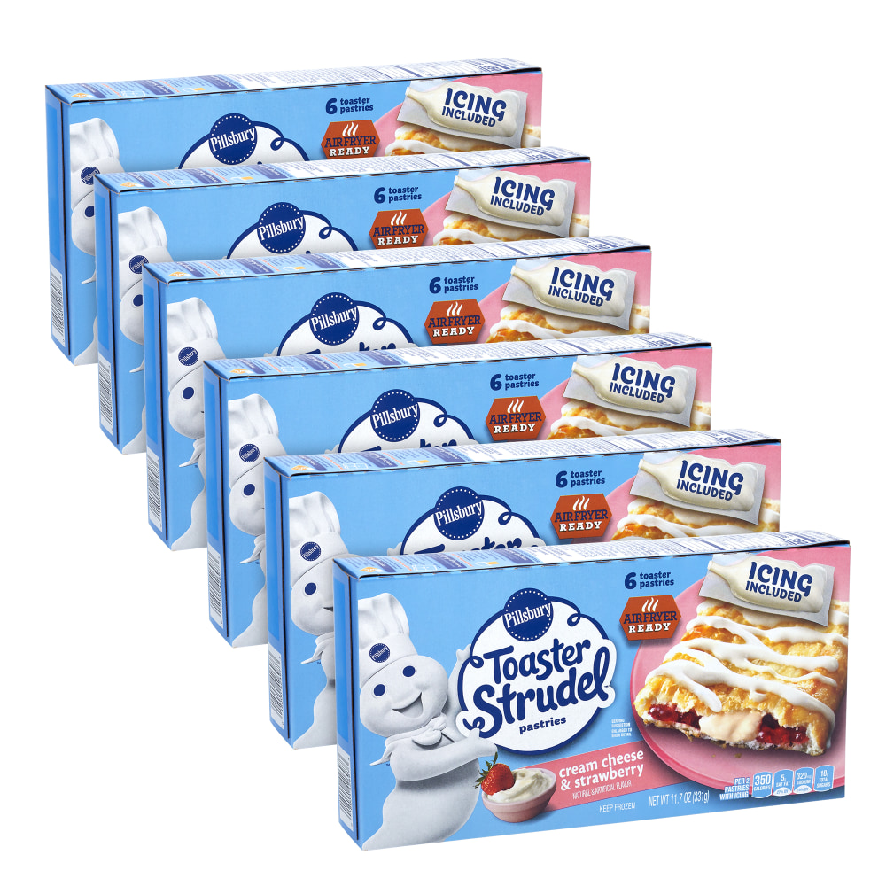 Pillsbury Toaster Strudels, Cream Cheese Strawberry, 11.7 Oz, 6 Strudels Per Pack, Carton Of 6 Packs MPN:810128792486