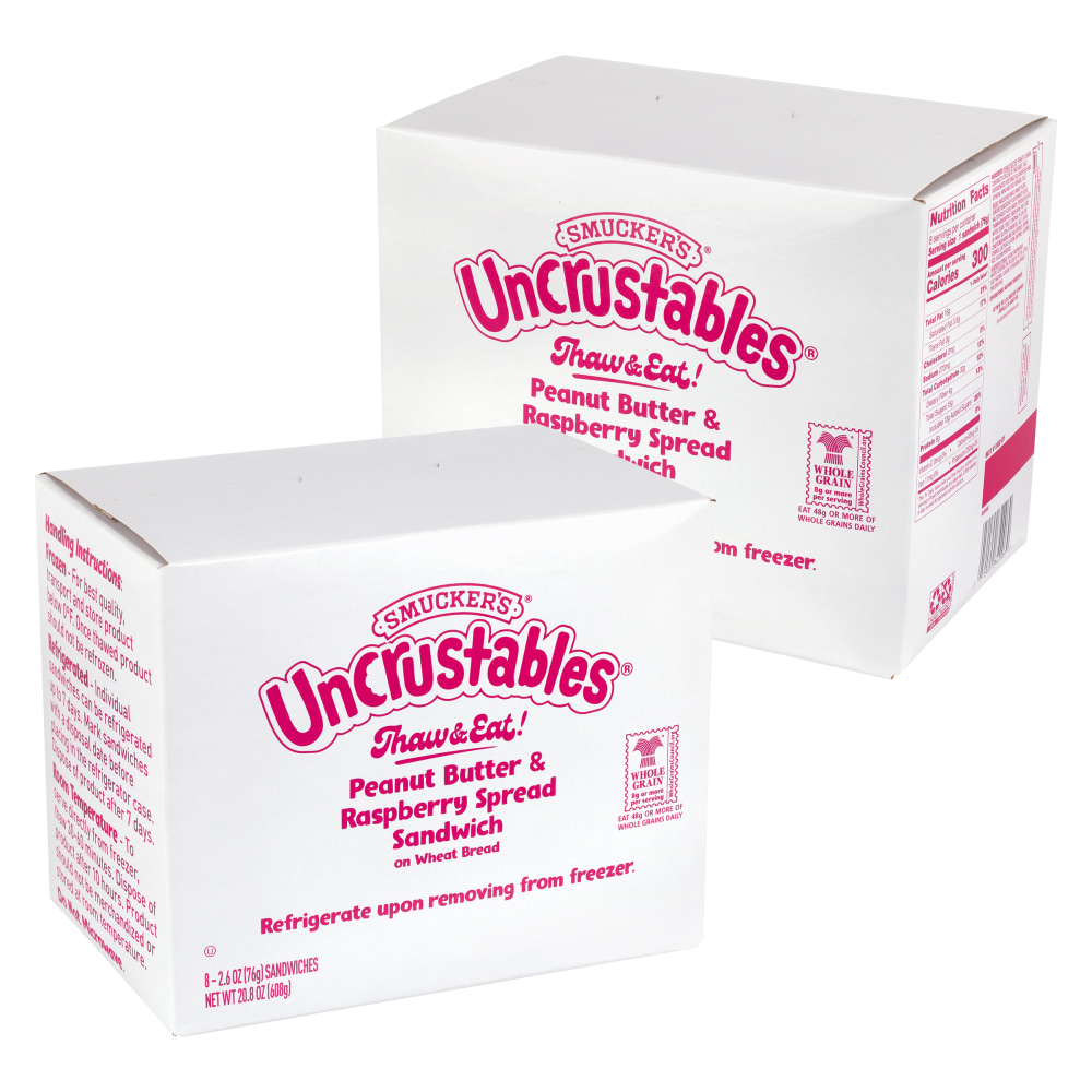 Smuckers Peanut Butter & Raspberry Wheat Uncrustables, 2.6 Oz, Total Qty 16 MPN:810128793490