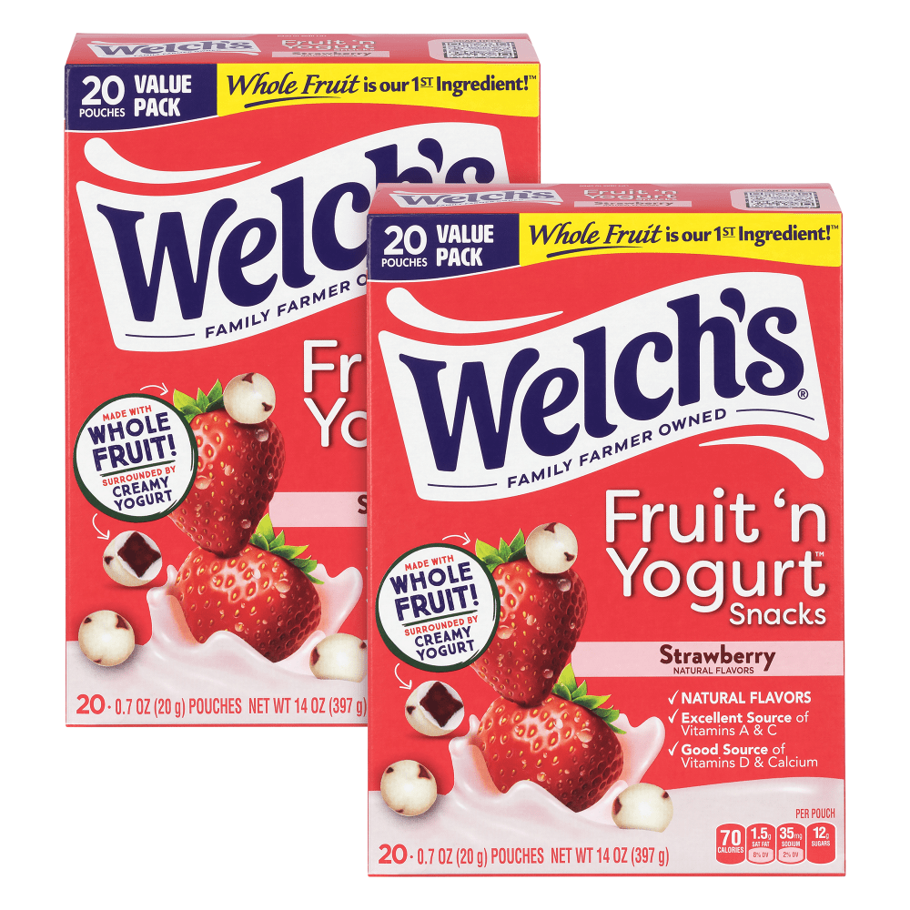 Welchs Fruit N Yogurt Snacks, 0.7 Oz, 20 Snacks Per Pack, Carton Of 2 Packs MPN:810128792479