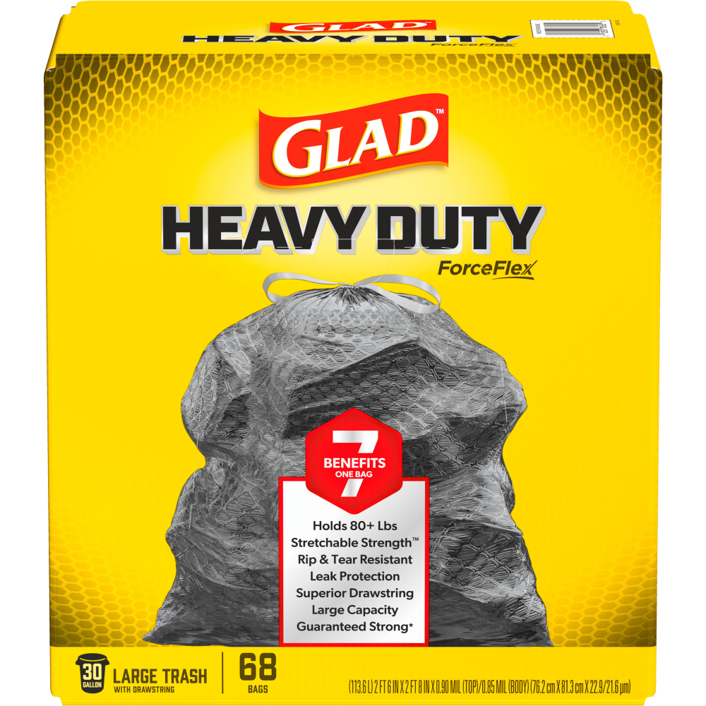Glad ForceFlex Heavy Duty Large Drawstring Trash Bags, 30 Gallon, 68 Count MPN:012587785652