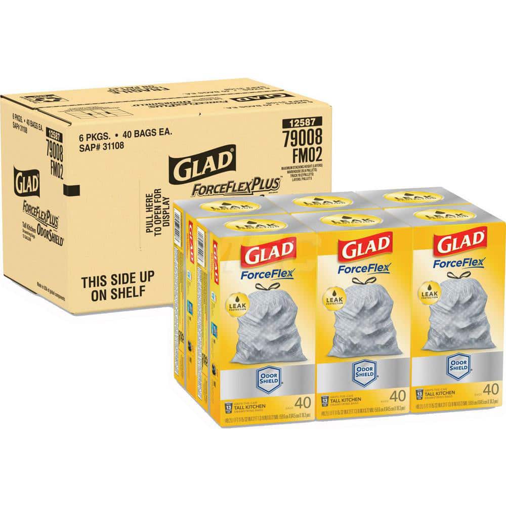 Household Trash Bags: 13 gal, 0.72 mil, 240 Pack MPN:CLO79008