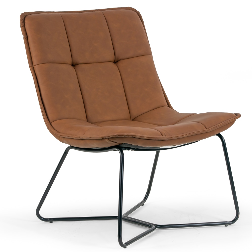 Glamour Home Aurele Faux Leather Accent Chair With Metal Legs, Brown MPN:GHACC-1505