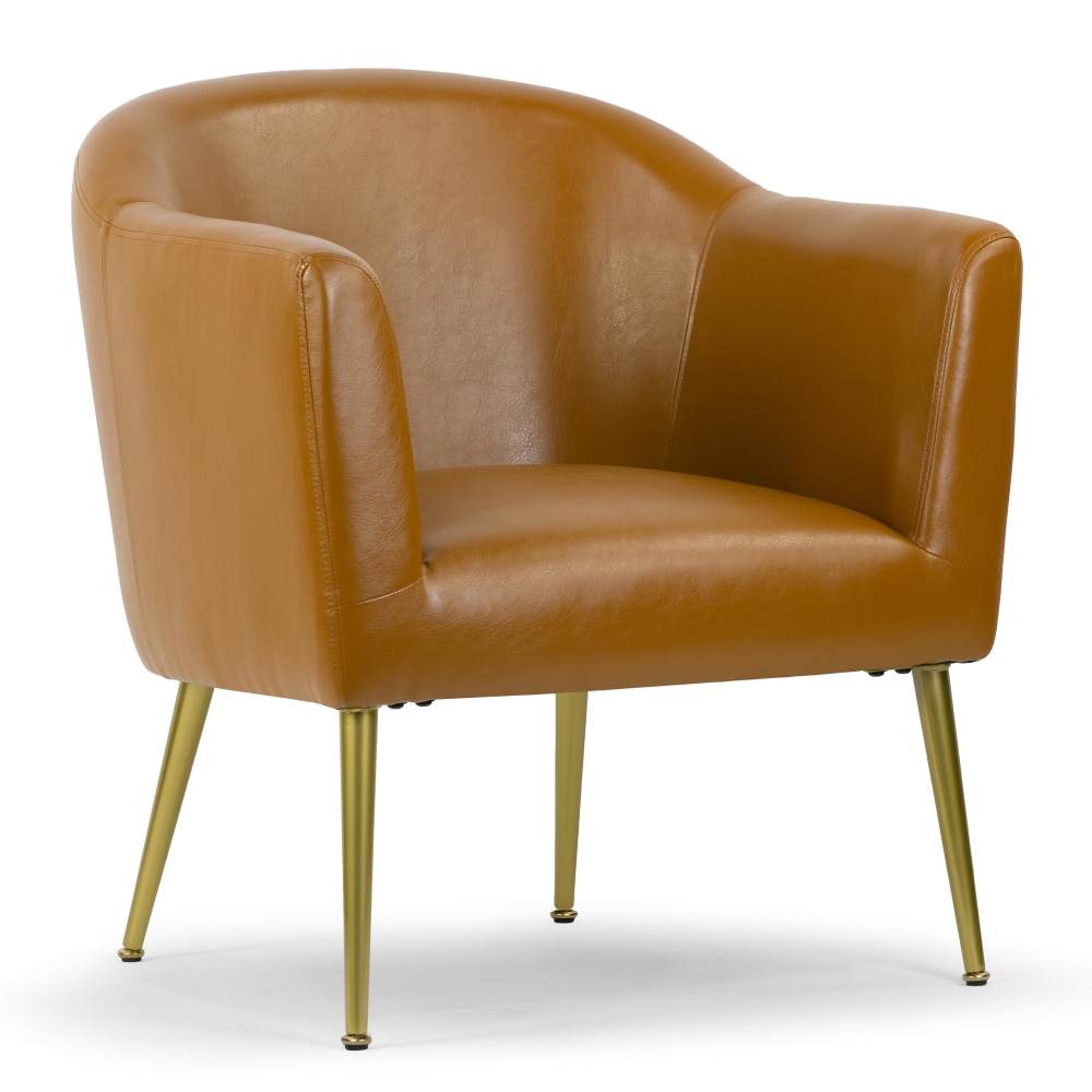 Glamour Home Avi Faux Leather Accent Chair With Metal Legs, Cappuccino Brown/Gold MPN:GHACC-1563
