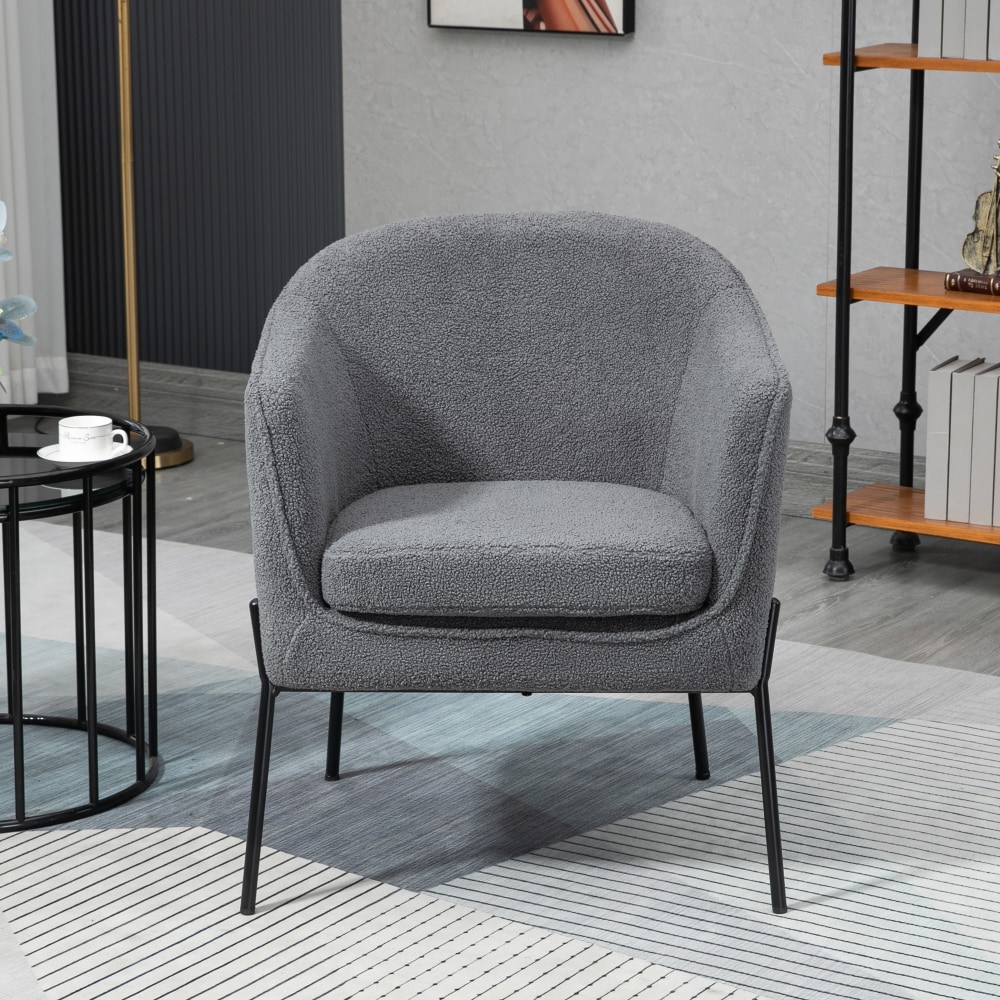 Glamour Home Ayame Boucle Fabric Accent Chair, Gray/Black MPN:GHACC-1635