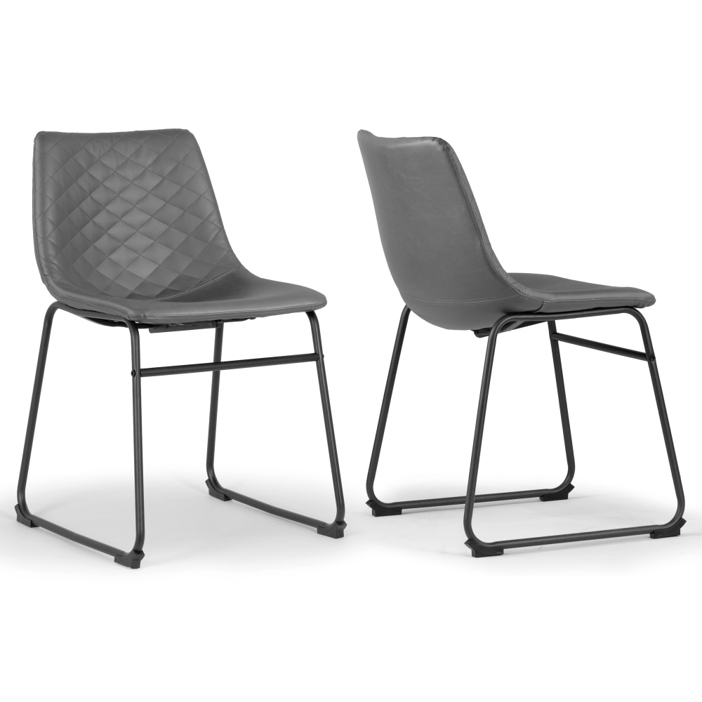 Glamour Home Ave Faux Leather Dining Accent Chairs With Metal Legs, Gray/Black, Set Of 2 Chairs MPN:GHDC-1553