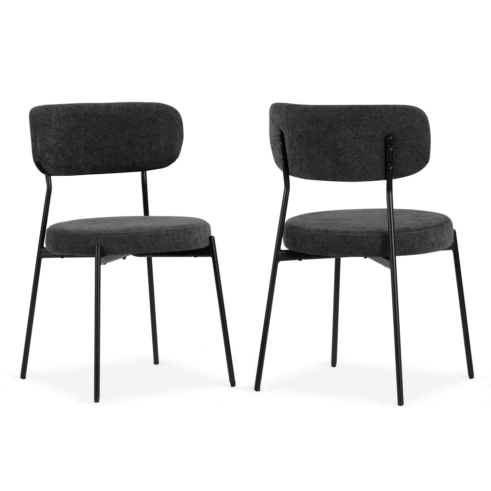Glamour Home Aya Chenille Fabric Dining Accent Chairs, Black, Set Of 2 Chairs MPN:GHDC-1606
