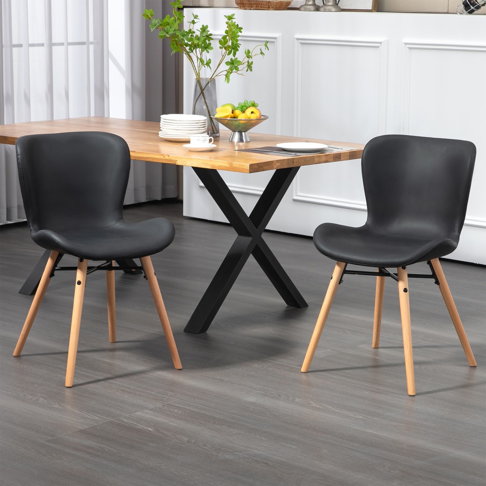 Glamour Home Banks Faux Leather Dining Accent Chairs, Black/Natural, Set Of 2 Chairs MPN:GHDC-1695