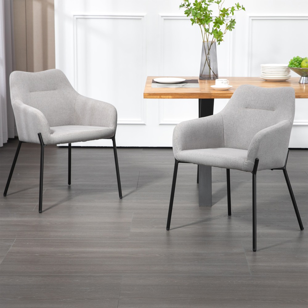 Glamour Home Baran Fabric Dining Accent Chairs, Gray, Set Of 2 Chairs MPN:GHDC-1697