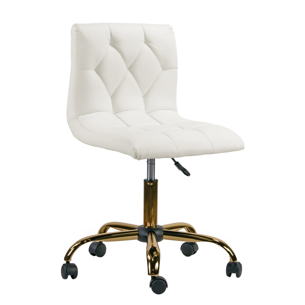 Glamour Home Aman Ergonomic Tufted Faux Leather Mid-Back Office Task Chair, White MPN:GHTSC-1285
