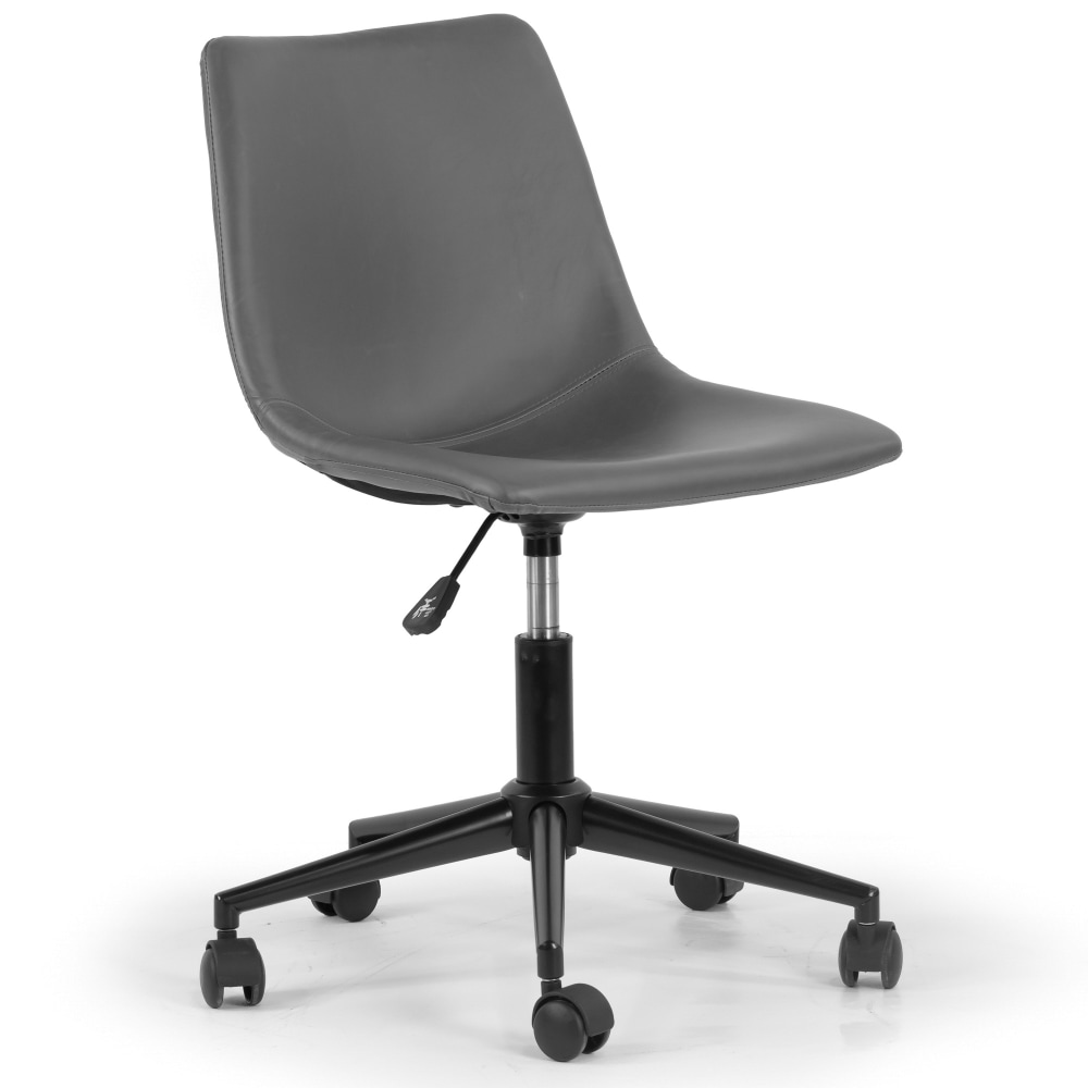 Glamour Home Adan Ergonomic Faux Leather Mid-Back Adjustable Height Swivel Office Task Chair, Gray MPN:GHTSC-1500