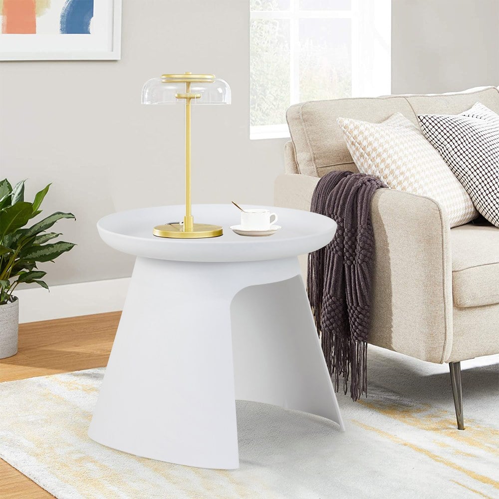 Glamour Home Balius Plastic Round End Table, 18-1/4inH x 19-1/2inW x 19-1/2inD, White MPN:GHET-1652