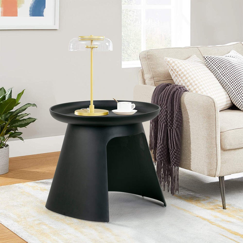 Glamour Home Balius Plastic Round End Table, 18-1/4inH x 19-1/2inW x 19-1/2inD, Black MPN:GHET-1653