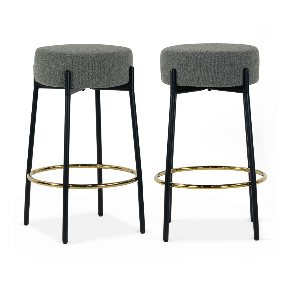 Glamour Home Avner Boucle Fabric Counter Height Stools, Gray, Set Of 2 Stools MPN:GHSTL-1592