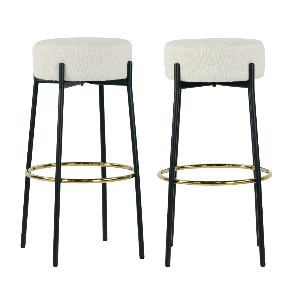 Glamour Home Avon Boucle Fabric Bar Stools, Beige/Black, Set Of 2 Stools MPN:GHSTL-1593