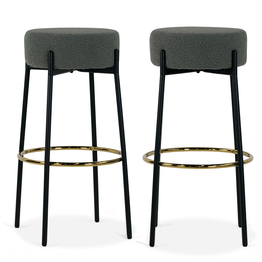 Glamour Home Avon Boucle Fabric Bar Stools, Gray/Black, Set Of 2 Stools MPN:GHSTL-1594