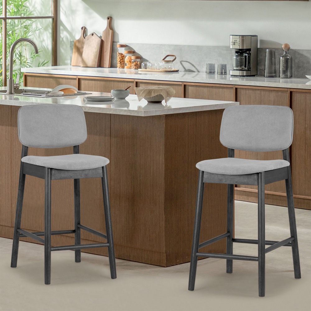 Glamour Home Azura Fabric Counter-Height Stools With Backs, Gray/Black, Set Of 2 Stools MPN:GHSTL-1621
