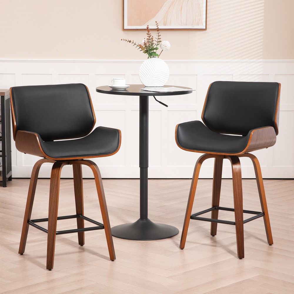 Glamour Home Beate Faux Leather Counter Height Stool With Back, Black MPN:GHSTL-1753