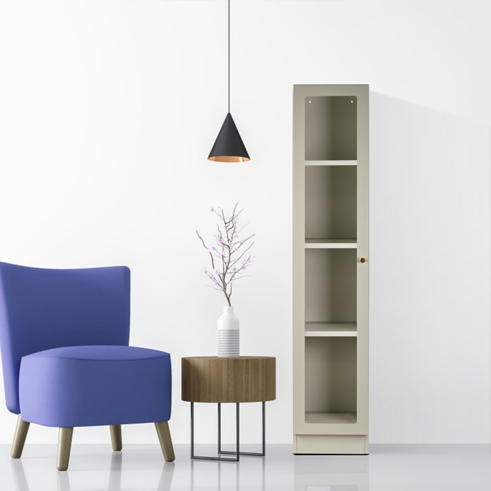 Glamour Home Avila 12inW 4-Shelf Metal Cabinet With Door, Gray MPN:GHBC-1576