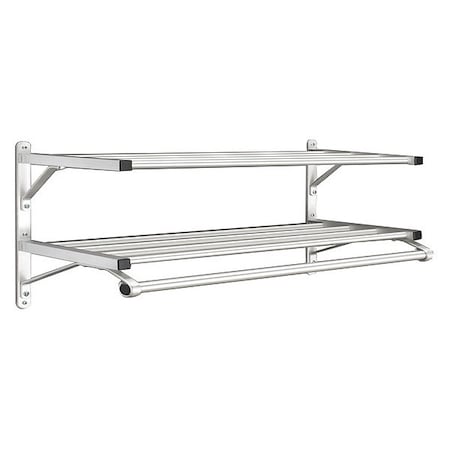 Coat Rack, 2 Shelves, 60 In W, Satin Alum MPN:502-60SA
