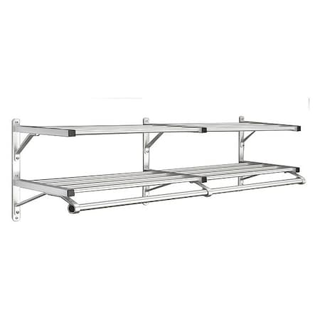 Coat Rack, 2 Shelves, 72 In W, Satin Alum MPN:502-72SA