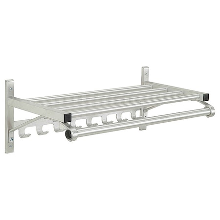 Wall-Mount Garment Rod, 36 in W, Silver MPN:8000C-36