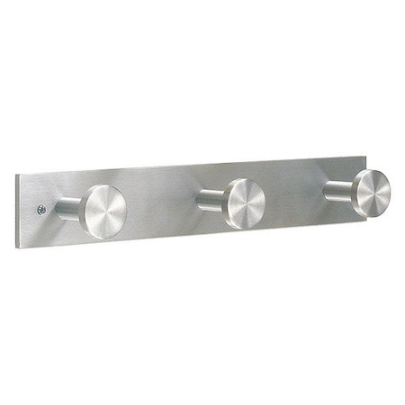Coat Hook, 3 Hooks, 16 In W, Satin Aluminum MPN:D3SA