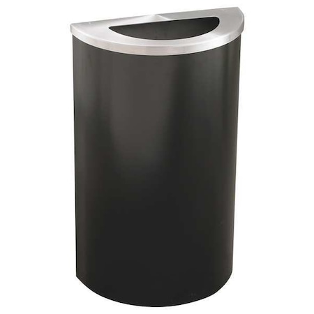 14 gal. Steel Half-Round Trash Can, Black MPN:1891-BK-SA
