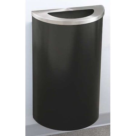 14 gal. Steel Half-Round Trash Can, Black MPN:1891-BK-SA-WM189