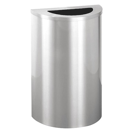Wastemaster 14 gal Half-Round Indoor Metal Can, Satin Aluminum, None, Aluminum, Not Applicable MPN:1891-SA-SA