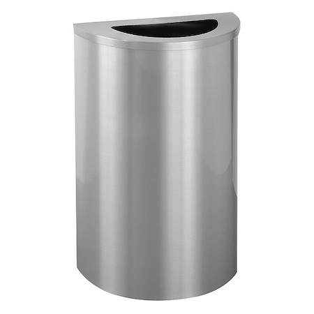 Wastemaster 14 gal Half-Round Indoor Metal Can, Satin Aluminum, None, Aluminum, Not Applicable MPN:1891-SA-SA-WM189
