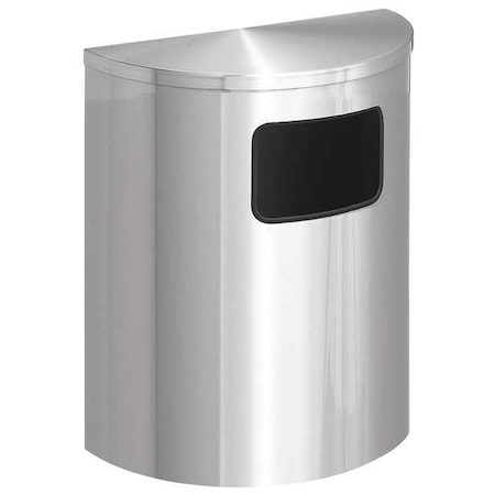 Wastemaster 24 gal Half-Round Indoor Metal Can, Satin Aluminum, None, Aluminum, Not Applicable MPN:2493-SA-SA